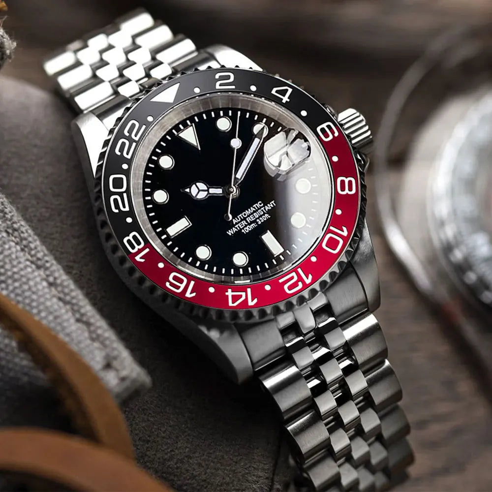 200m wasserdichte Miyota 8215 Automatikuhr für Herren, Taucheruhr, 40mm, mechanisches Uhrwerk, Leuchtanzeige, Jubilee-Armband, Glide-Lock-Schließe