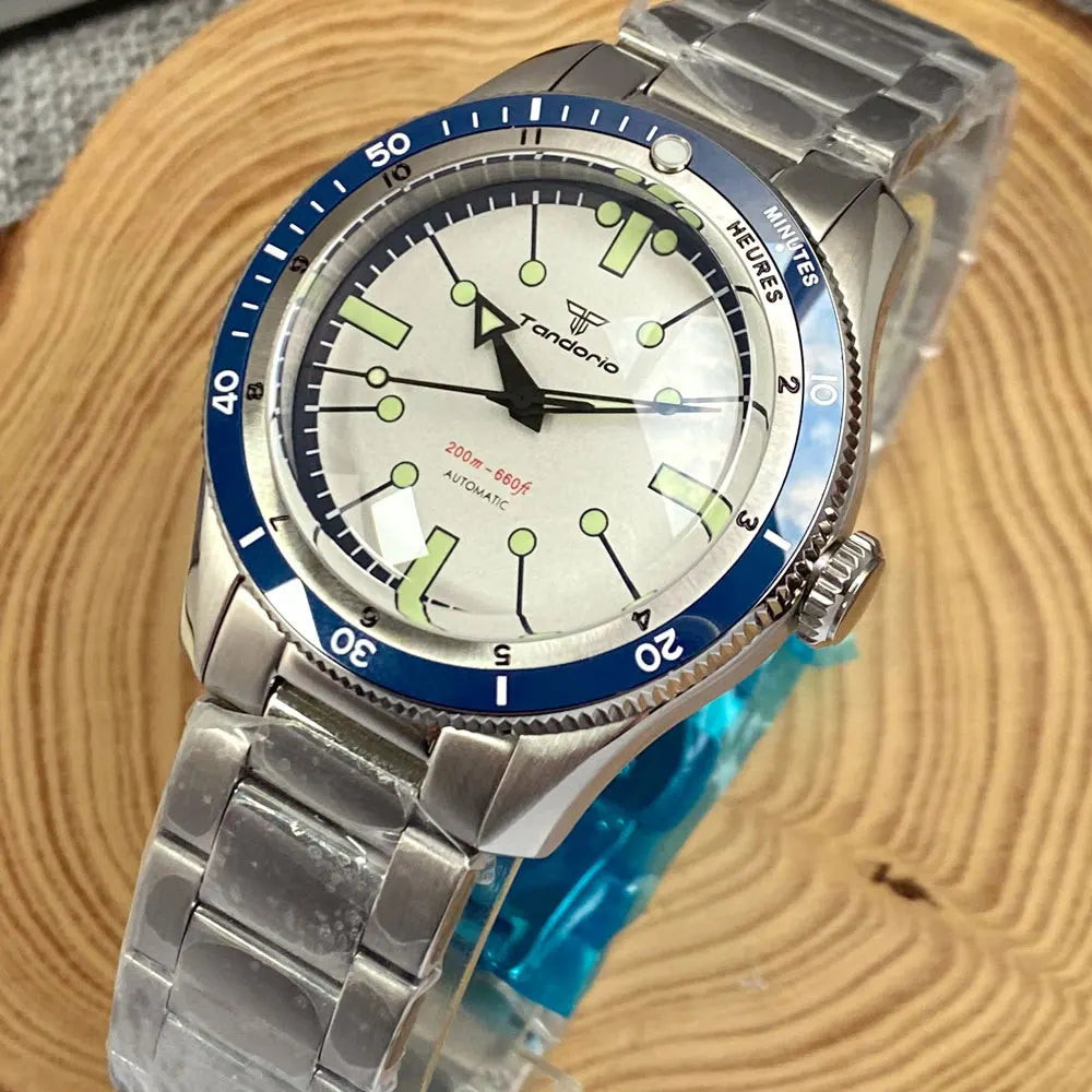 200M Water Resistant Mechanical Wristwatch Miyota 8215 Domed Sapphire Glass 120 clicks Bezel Steel Band Luminous Marks