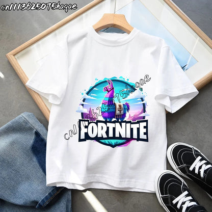 Neue Fortnite-Sommer-T-Shirts für Kinder, Cartoon-Figur-Grafik-T-Shirt, lässige Sport-Kurzarmtops für Jungen