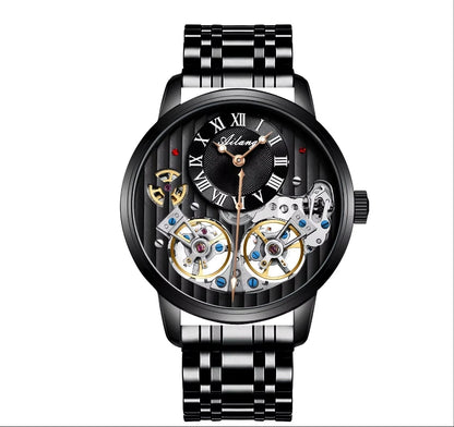 AILANG watch men's advanced expensive automatic mechanical watch Rome double tourbillon waterproof watch.