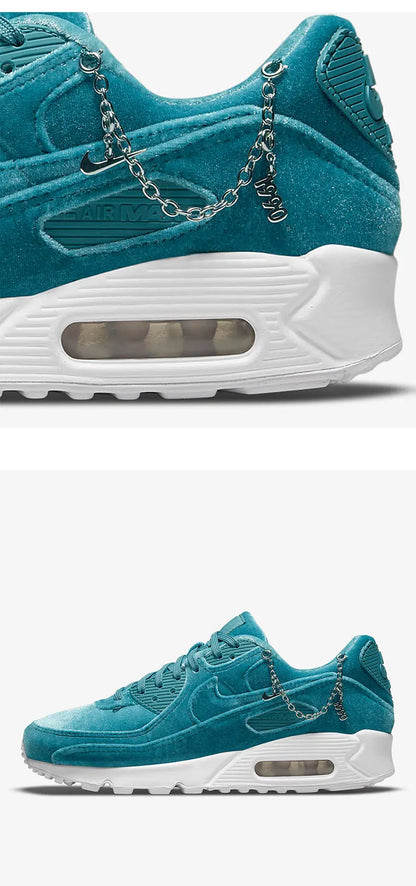 Oryginalne damskie buty sportowe Nike Air Max 90 Blue Velvet z poduszką powietrzną DO2194-001