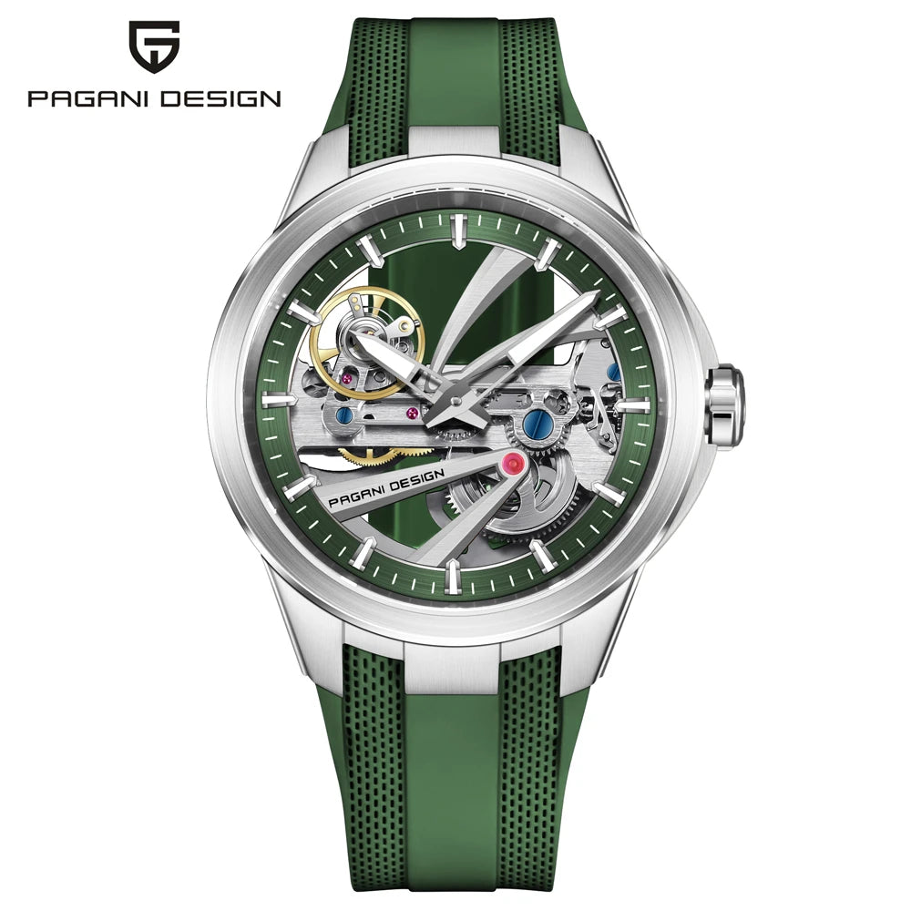 Herrenuhr PAGANI DESIGN – Mechanisches Automatik-Luxusmodell, durchbrochenes Zifferblatt, Saphirglas mit Antireflexbeschichtung, wasserdicht, leuchtende Zeiger – Geschenkidee für Herren