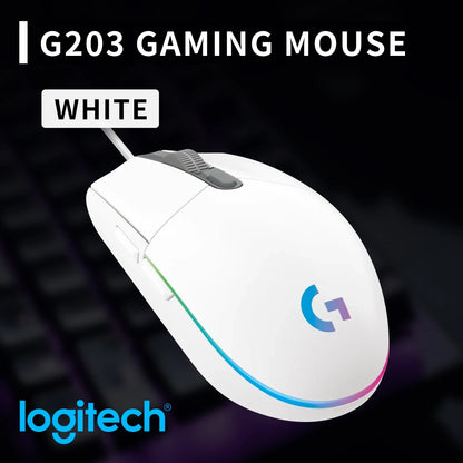 Przewodowa mysz gamingowa Logitech G203, klasy e-sportowej, 6 programowalnych przycisków i wielokolorowe podświetlenie do gier rywalizacyjnych