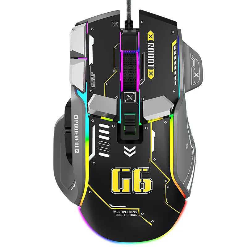 High-end Programmable Gaming Mouse Wired 12800 DPI 12 keys RGB Game Mice for Windows IOS Home Office Laptop PC