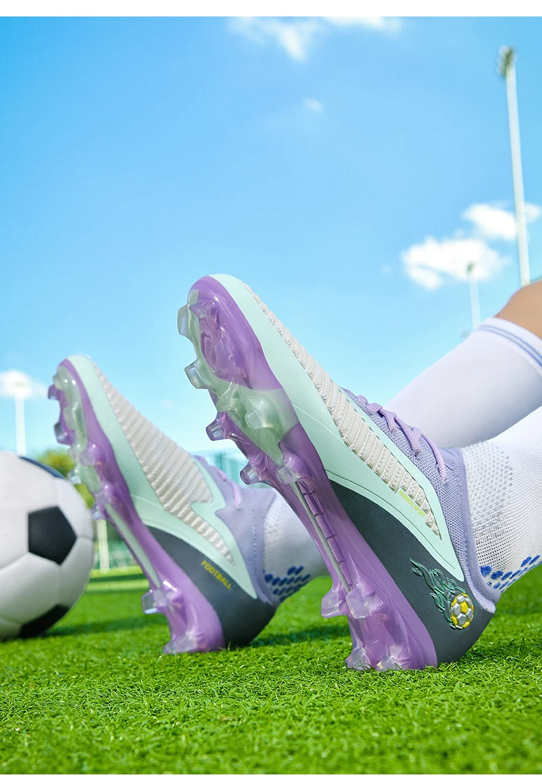 Nouvelles chaussures de football pour hommes, crampons de sport d'extérieur, antidérapantes, à longues pointes, respirantes et confortables pour l'entraînement et les matchs.