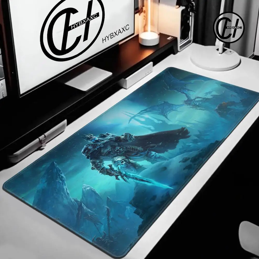 World of Warcraft Lich King-muismat voor pc, HD-anime gamingaccessoires, toetsenbord- en muismat voor laptop, XXL gamekast-bureaumatkleed