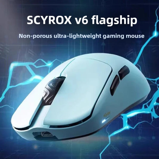 SCYROX V6 non-porous wireless mouse esports 40g 750IPS with 8k receiver fast response 3950 high quality 8KHz  gaming mouse