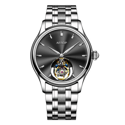 AESOP Mens Mechanical Wristwatches Flying Tourbillon Movement Skeleton Watch for Men Man Luxury Clocks Real Tourbillon Watch