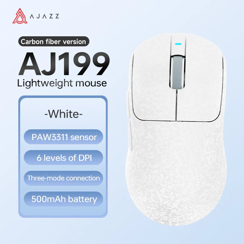 Bezprzewodowa mysz gamingowa AJAZZ AJ199 PAW3311 24000DPI, lekka, Bluetooth/przewodowa, z włókna węglowego, do PC i laptopa dla graczy