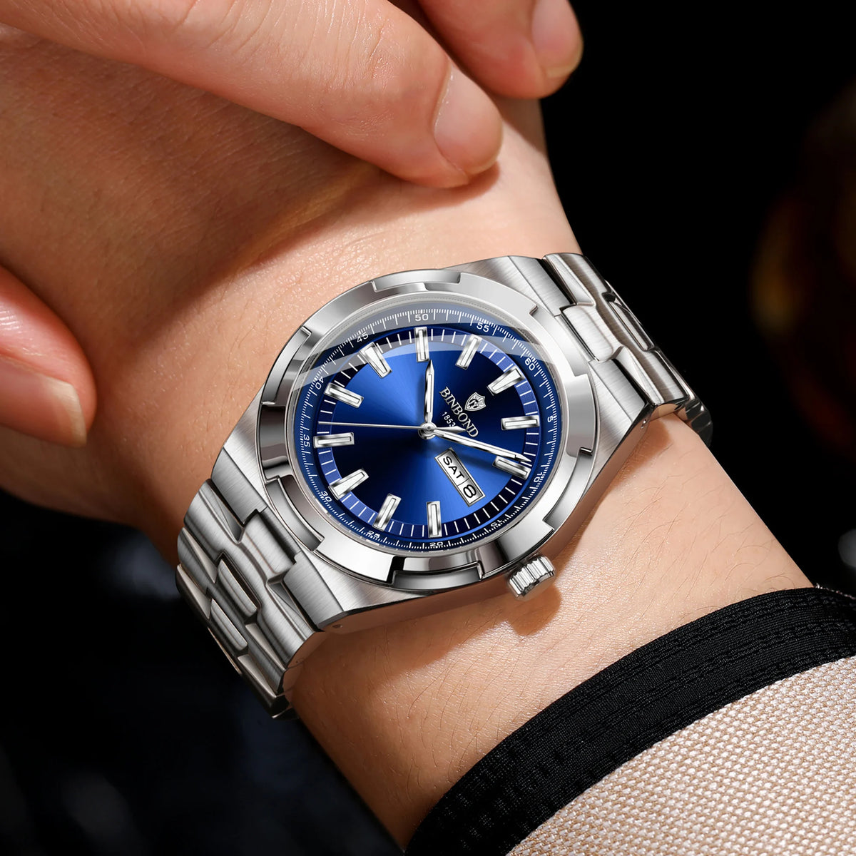 BINBOND stainless steel quartz watches for men – Luxury, water-resistant and luminescent watch – Original men’s model