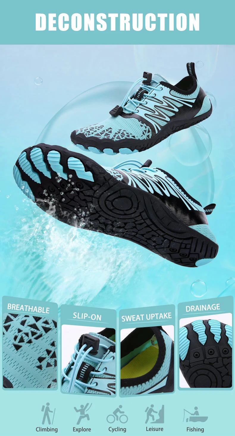 EOCENE Sapatilhas aquáticas barefoot para homem e mulher, de secagem rápida, para desportos ao ar livre, praia, natação, fitness, caminhada na água, caminhadas e ciclismo