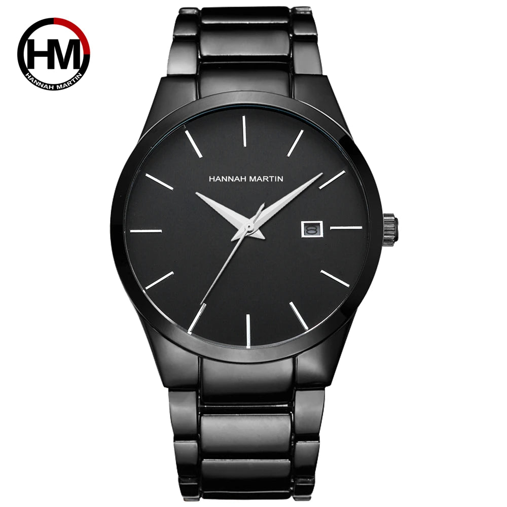 Hannah Martin herreur, rustfrit stålhus, kvartsurværk, urskive på 41 mm, professionelt design, med kalenderfunktion (imitation)