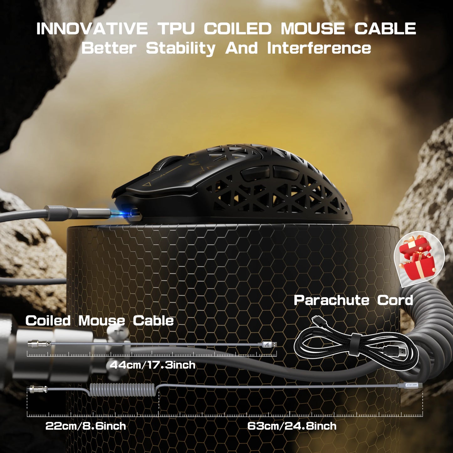 ATTACK SHARK R5Ultra anglies pluošto belaidė 8K PAW3950MAX žaidimų pelė su 8K susuktu laidu,