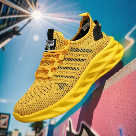 Unisex Men Sneakers Shoes Comfortable Breathable Couple Running Women Tennis Sports Shoe Size 37-47 Yellow Walking Sneaker