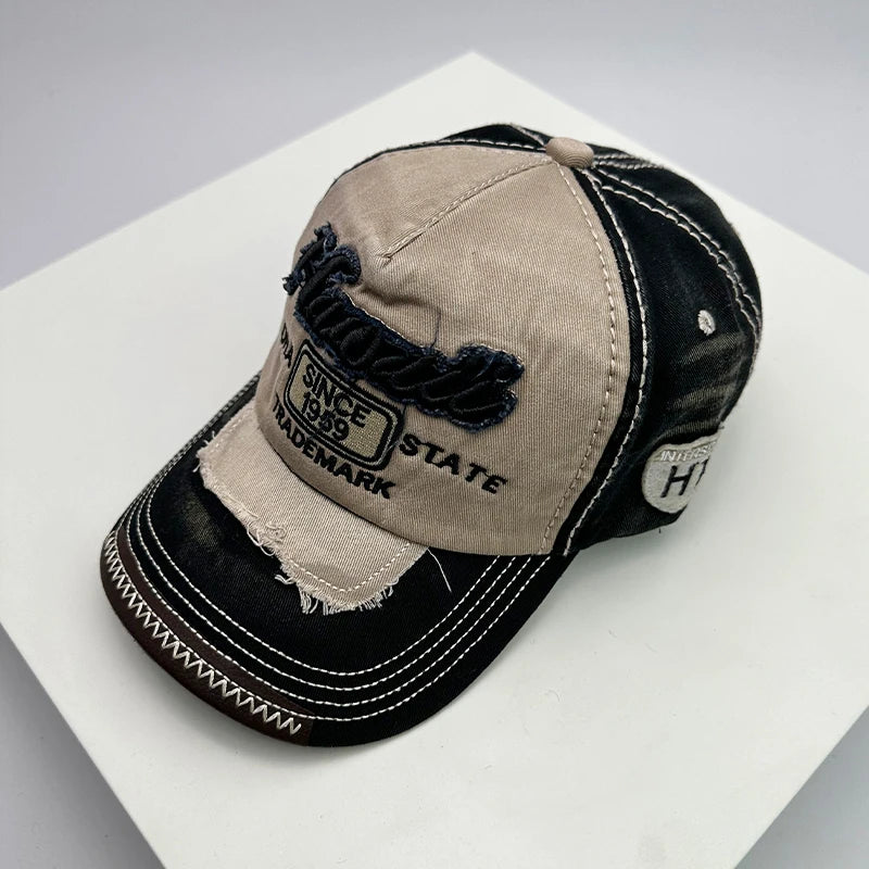 Gorras de béisbol vintage coreanas lavadas para hombre y mujer, de algodón, con cierre snapback, bordado de letras, versátiles, modernas e informales con efecto desgastado
