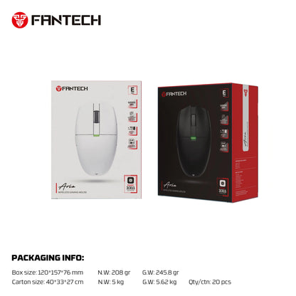 FANTECH Aria XD7E 2.4G Wireless Gaming Mouse PixArt 3311 1000Hz 59g Lightweight Gamer Mice For PC Laptop
