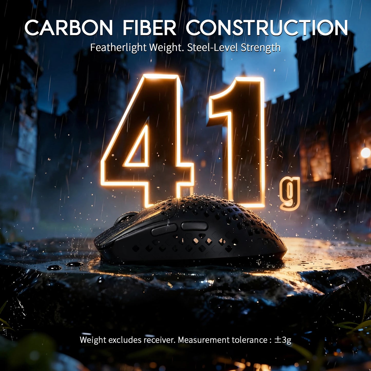 MAMBASNAKE M2 ultralet trådløs gamingmus, PAW3395PRO-sensor 40000 DPI, 41g kulfiber, tri-mode