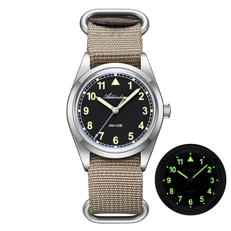 ADDIESDIVE luxus kvarc karóra férfiaknak, új, 36 mm-es, AR-bevonatú buboréküveggel, AD2079, világító, 100 m-es vízállóság, rozsdamentes acél, férfi ajándék