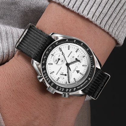 CADISEN Új férfi karórák Luxus kvarc karóra férfiaknak Zafír AR bevonatú üveg Vászon VK68 Speed Chronograph Automatikus