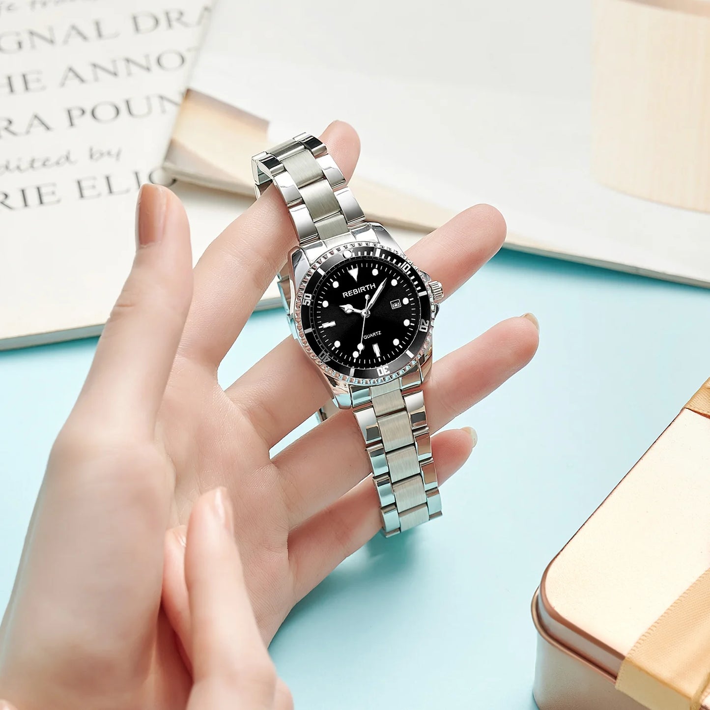 Women's Stainless Steel Strap Elegant Business Classic Date Quartz Watch