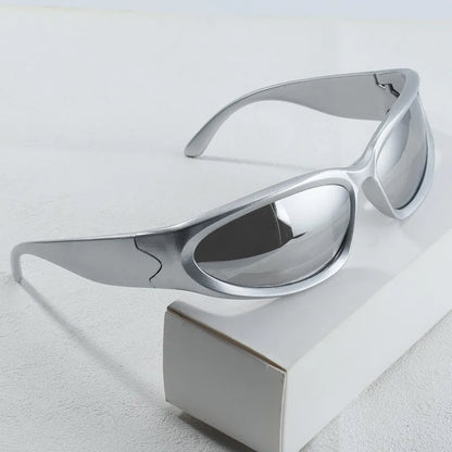 1pcs Y2K Style Irregular Frame Border Silver Glasses Men's Sunglasses Are Perfect for Concerts