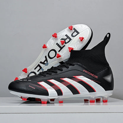 Nouvelles chaussures de football professionnelles pour hommes, crampons de football antidérapants TF/FG, baskets pour garçons, chaussures de sport confortables à la cheville, unisexes