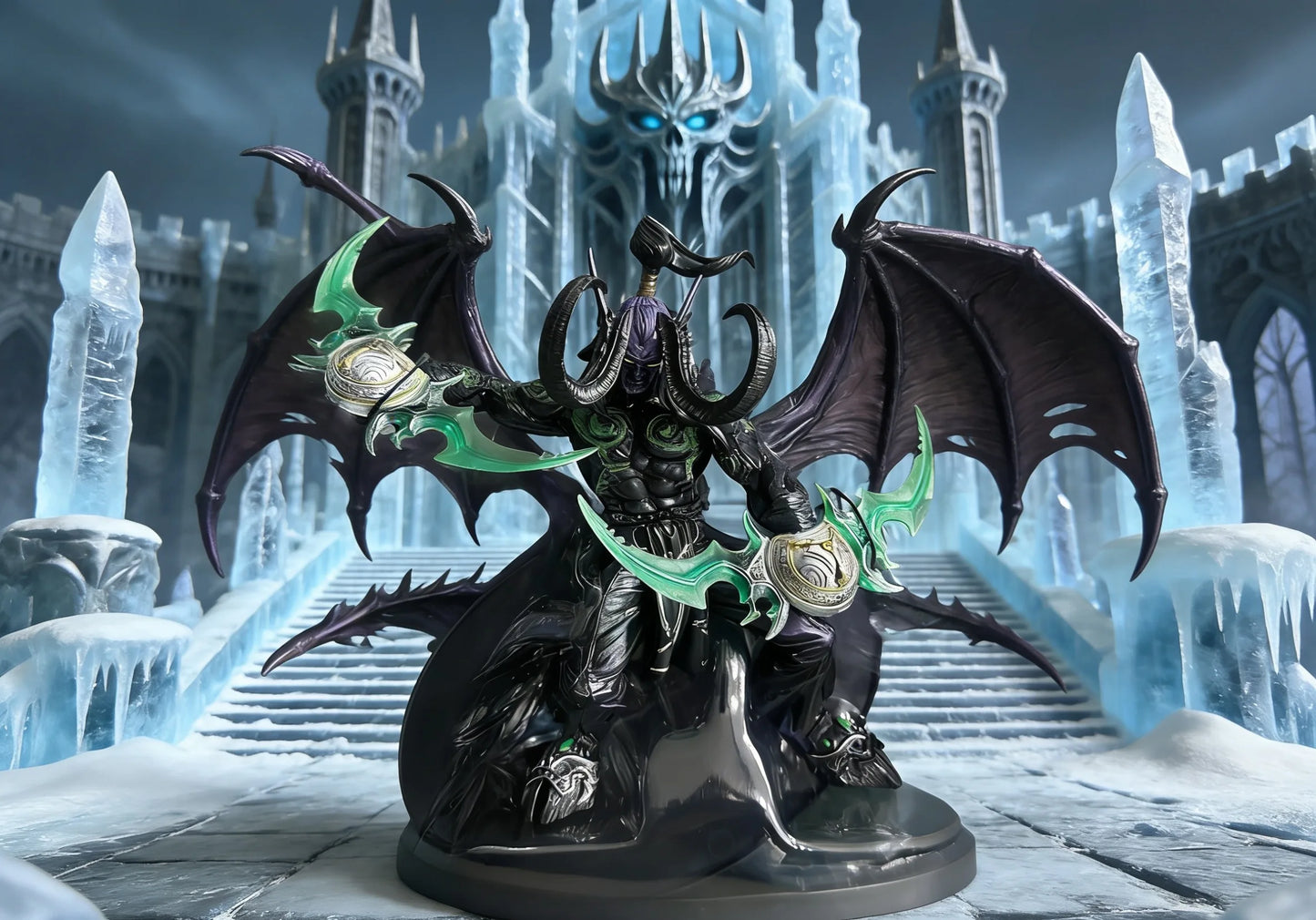 World of Warcraft Handheld Black Devil Hunter Illidan Fury Wind Ornament Lich King Arthas Model Boy