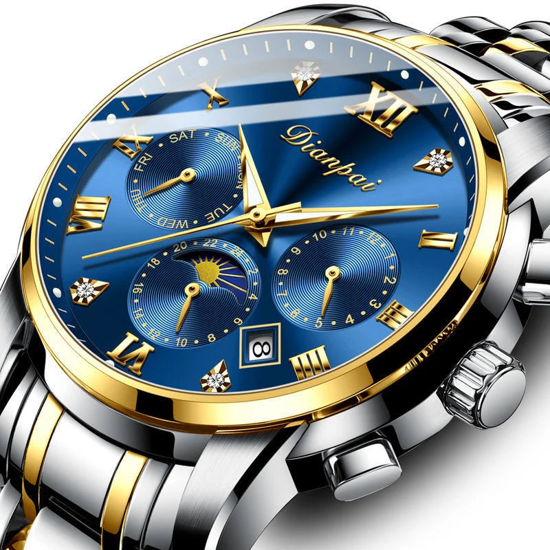 Montre mécanique automatique pour homme Dianpai – Modèle de luxe, étanche, multifonction, doté d'un affichage luminescent, au design tendance.