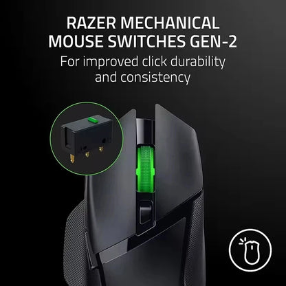 Originali Razer Basilisk V3 X HyperSpeed pritaikoma belaidė žaidimų pelė su 18K optiniu jutikliu, Chroma RGB ir 9 programuojamais valdikliais