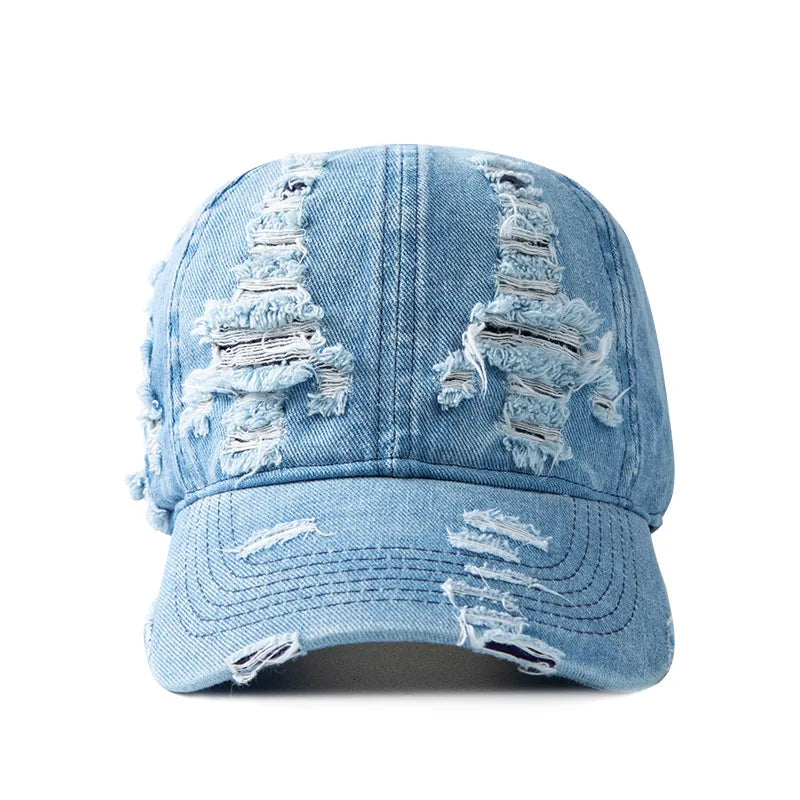Gorra de béisbol de denim lavado para mujer y hombre, con visera, transpirable, para primavera y verano, gorra vintage con cierre a presión para mujer
