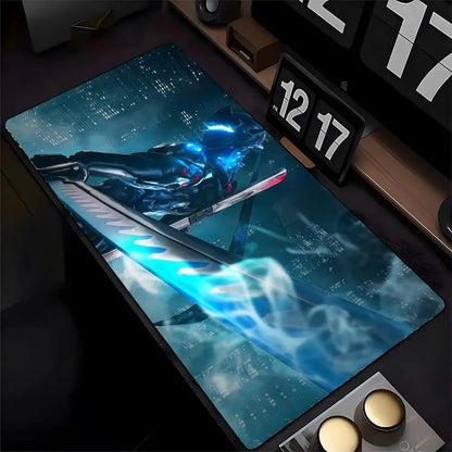 Overwatch Genji Mauspad mit HD-Druck für Computer-Gamer, vernähter Kante und rutschfester Unterseite, XXL90x40cm Tastatur- und PC-Schreibtischpad