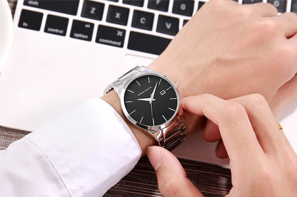 Hannah Martin herreur, rustfrit stålhus, kvartsurværk, urskive på 41 mm, professionelt design, med kalenderfunktion (imitation)