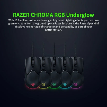 Razer nytårsgave Thunder Snake Viper Mini kablet e-sport-gamingmus til computer og laptop med RGB-lys, til små hænder