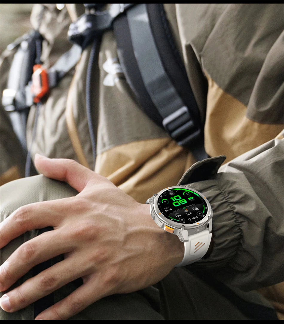 2026 T-Rex 3 Style Smartwatch for Men  1100mAh Battery, GPS, 10ATM Waterproof, Bluetooth Calling & Sports Tracker