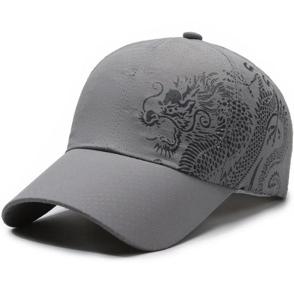 Șapcă de baseball cu imprimeu dragon, șapcă sport de vară pentru protecție solară în aer liber, cu uscare rapidă, șapcă casual pentru bărbați și femei, cu cozoroc în formă de cioc de rață