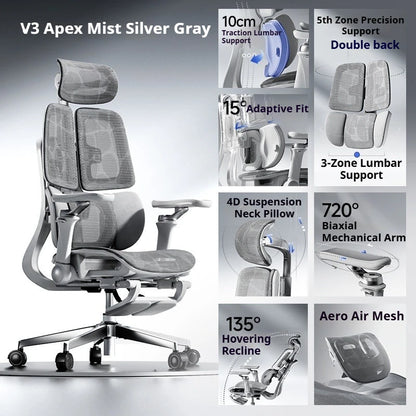 Silla de oficina de malla ergonómica ejecutiva para ordenador y gaming, mueble moderno giratorio con ruedas ajustable, silla gaming ergonómica