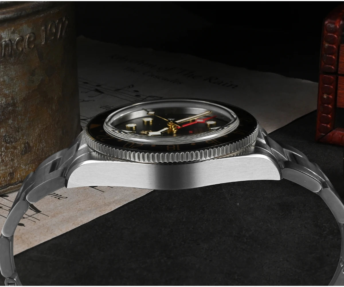San Martin Root Beer Classic Vintage Luxury Men's Watch 39mm NH34 GMT Automatic Mechanical Watch Sapphire Waterproof 100m SN0109