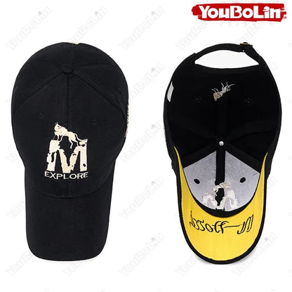 M letter Wolf Totem Embroidery Cotton Adjustable Hard Top Baseball Cap Sun Hat Trucker Caps Dad Hats