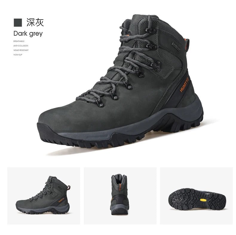 HUMTTO Buty trekkingowe męskie wodoodporne buty myśliwskie taktyczne pustynne buty bojowe za kostkę do trekkingu dla mężczyzn i kobiet ciepłe skórzane sneakersy