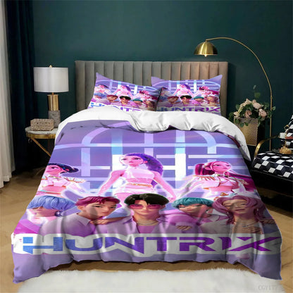 KPop-Bettwäsche-Set mit Bettbezug, 3-teilig, leichter, weicher Mikrofaser-Bettbezug mit Reißverschluss