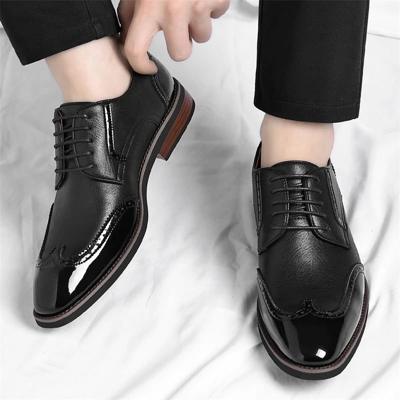 PU Leather Men's Oxford Shoes Heighten Formal Casual Shoes Business Male Suit Shoes New Design Derby Footwear Walking Sneakers