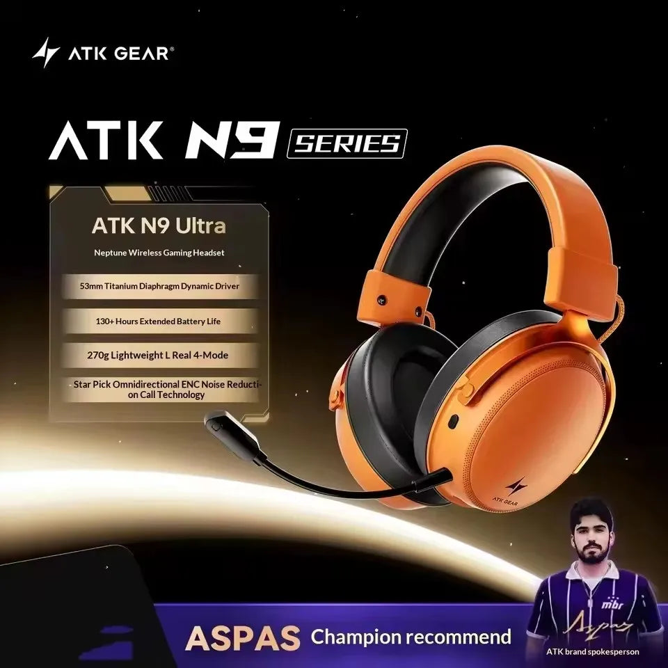 ATK Neptune N9 Wireless Gaming Headset – Low Latency eSports Headphones with Noise Cancelling Mic, Bluetooth 5.3, 4 Modes Dual Connection Gaming Headset