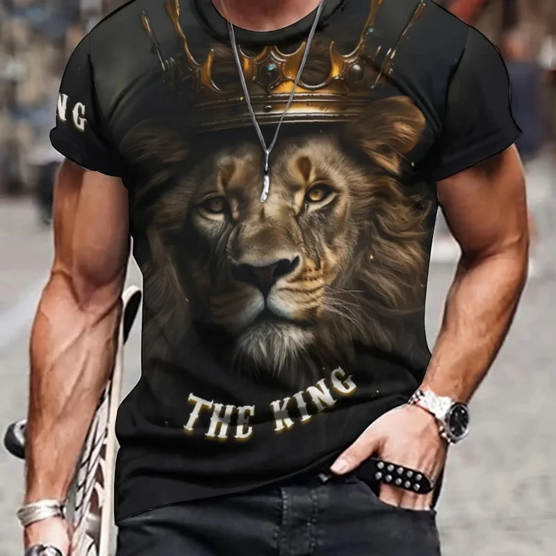 Camiseta para hombre con estampado 3D de oso, lobo y león. Camisetas con estampados de animales modernos. Camisetas informales de moda, oversize, deportivas y de estilo urbano con cuello redondo.