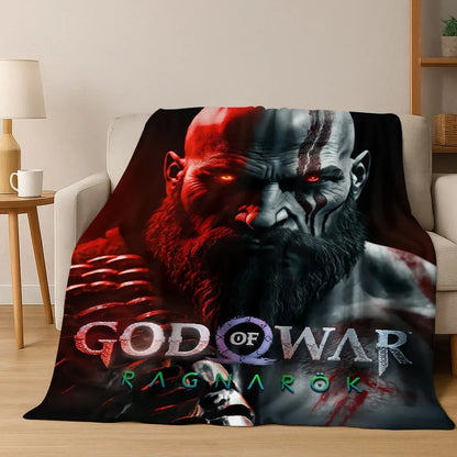 Classics God of War Kratos 3A játékos flanel takaró, meleg és kényelmes, puha takaró otthoni használatra, hálószobába, ágyra, kanapéra, gyerekeknek ajándékba