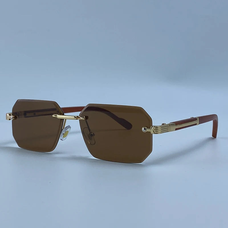 Keret nélküli téglalap alakú napszemüveg férfiaknak, luxus kivitel, vintage, geometrikus, négyzet alakú napszemüveg, férfi retro punk szemüveg, vezetési napszemüveg