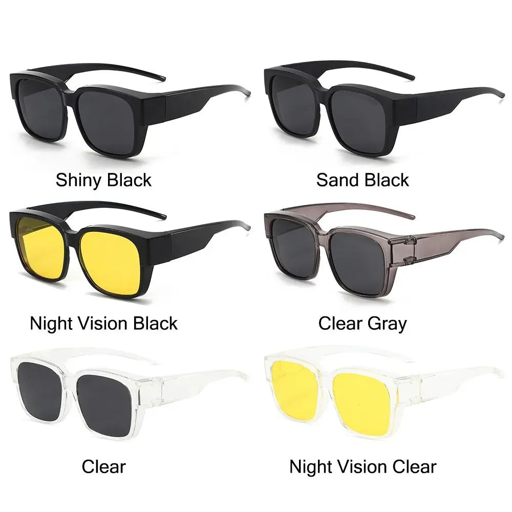Polarized Fit Over Glasses Sunglasses Trendy Square Wrap Around Shades UV400 Protection Sun Glasses Can Be Worn Over Other Glass