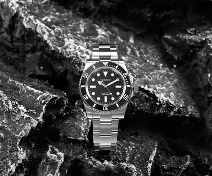 Cronos Sub Diver Men Watch No Date PT5000 Brushed Bracelet Ceramic Bezel 200 meters Water Resistant