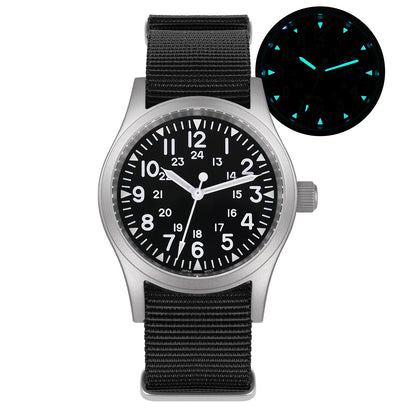 Militado ML05 Vintage Field Watch  VH31 Sweep Quartz Movement, Domed Sapphire Crystal, 38mm, Luminous & 100M Waterproof