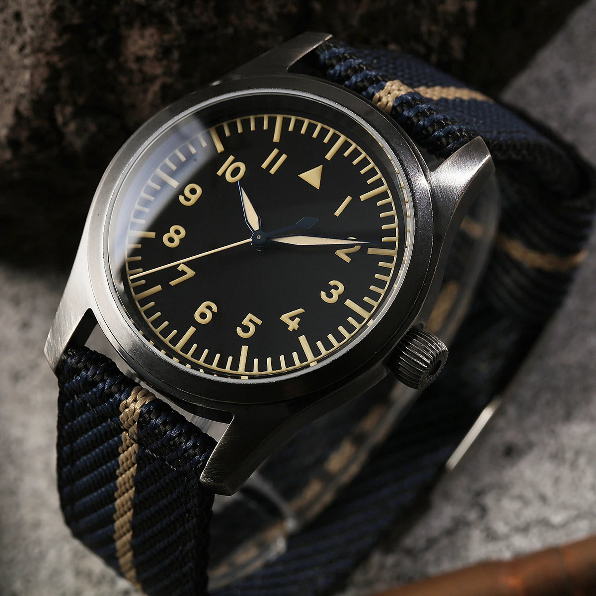 【Escapement Time】VH31 Quartz Movement Pilot Watch with Type-A or Type-B do the old black 38mm Case Waterproof 100M Sapphire