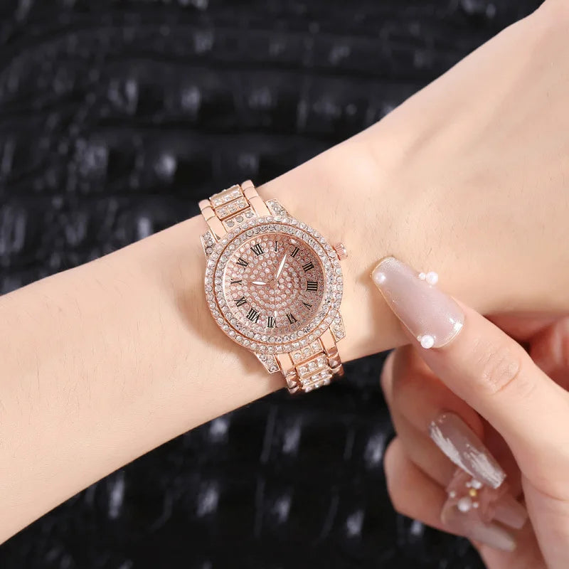 Luxury Shiny Fine Zircon Quartz Watch Elegant All-Star Jewels Women Mechanical Wristwatches Fashion Folding Wrist Watches Buckle